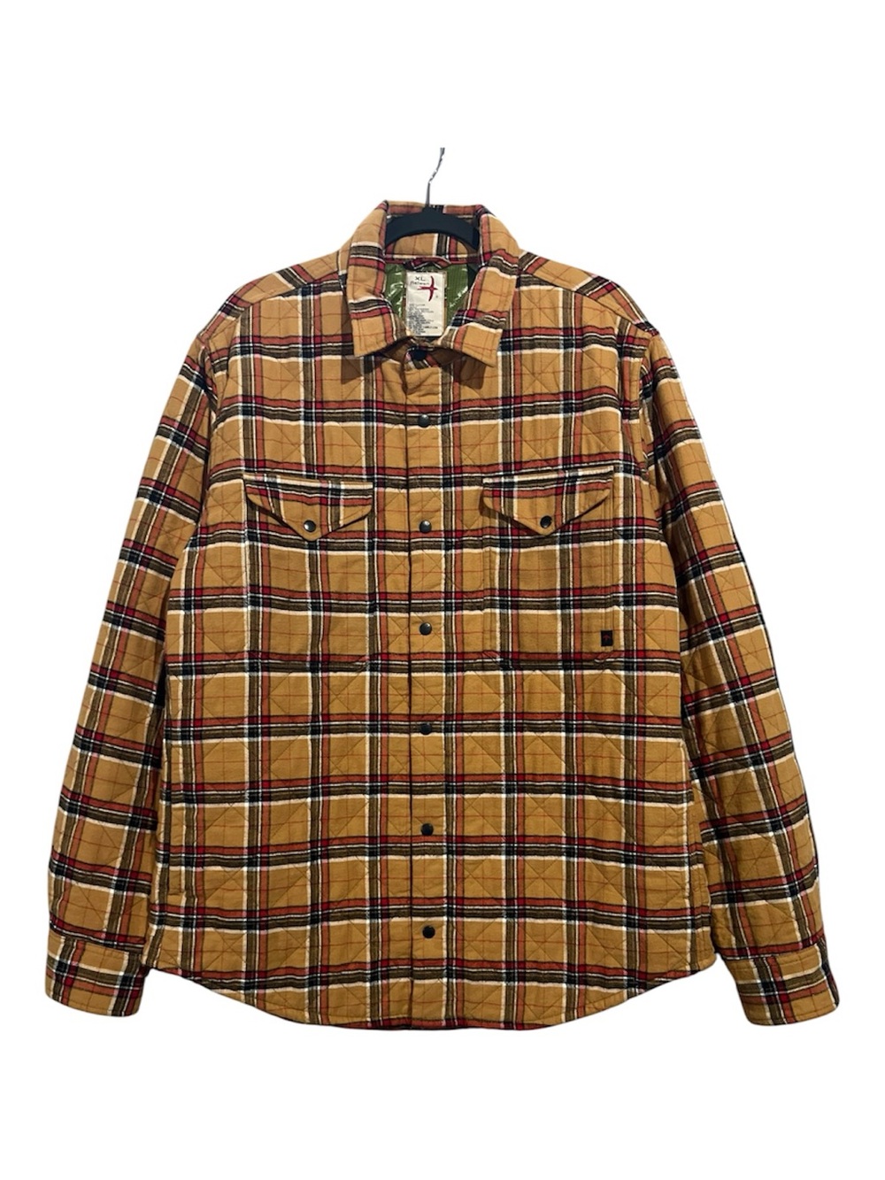 Relwen Quilted Shirt Jacket Men’s XL Wheat Multi Flannel Plaid Shacket